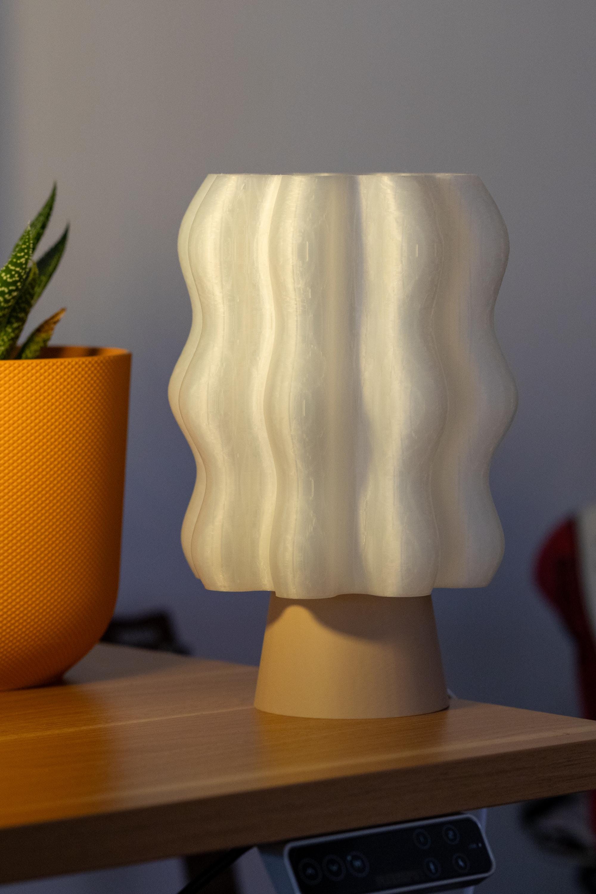 3D Printed Bedside Lamp: Modern Wavy Table Lamp, Cozy Home Decor