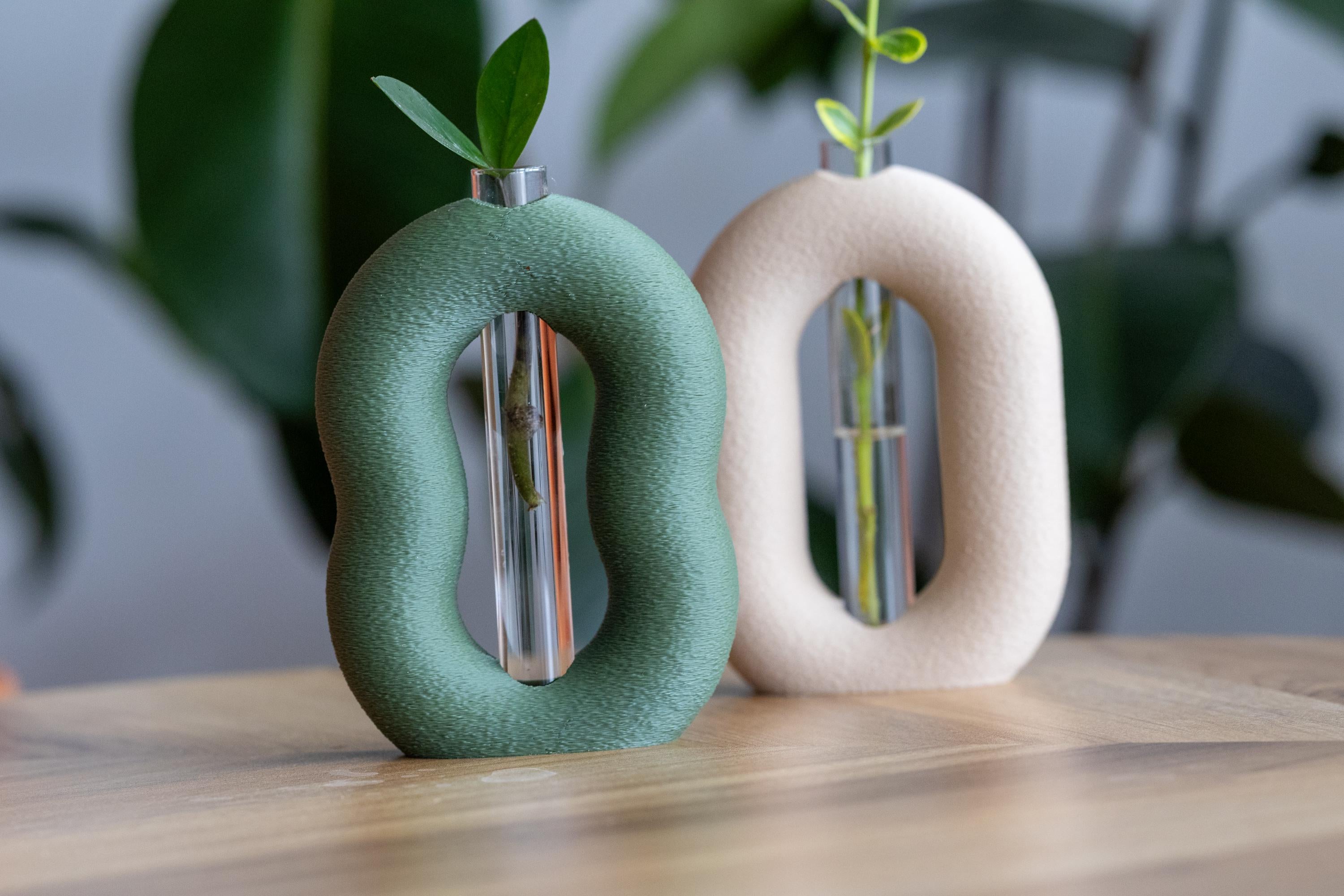 Minimalist Plant Propagation Station: 3D Printed Vase Set with Glass Tubes