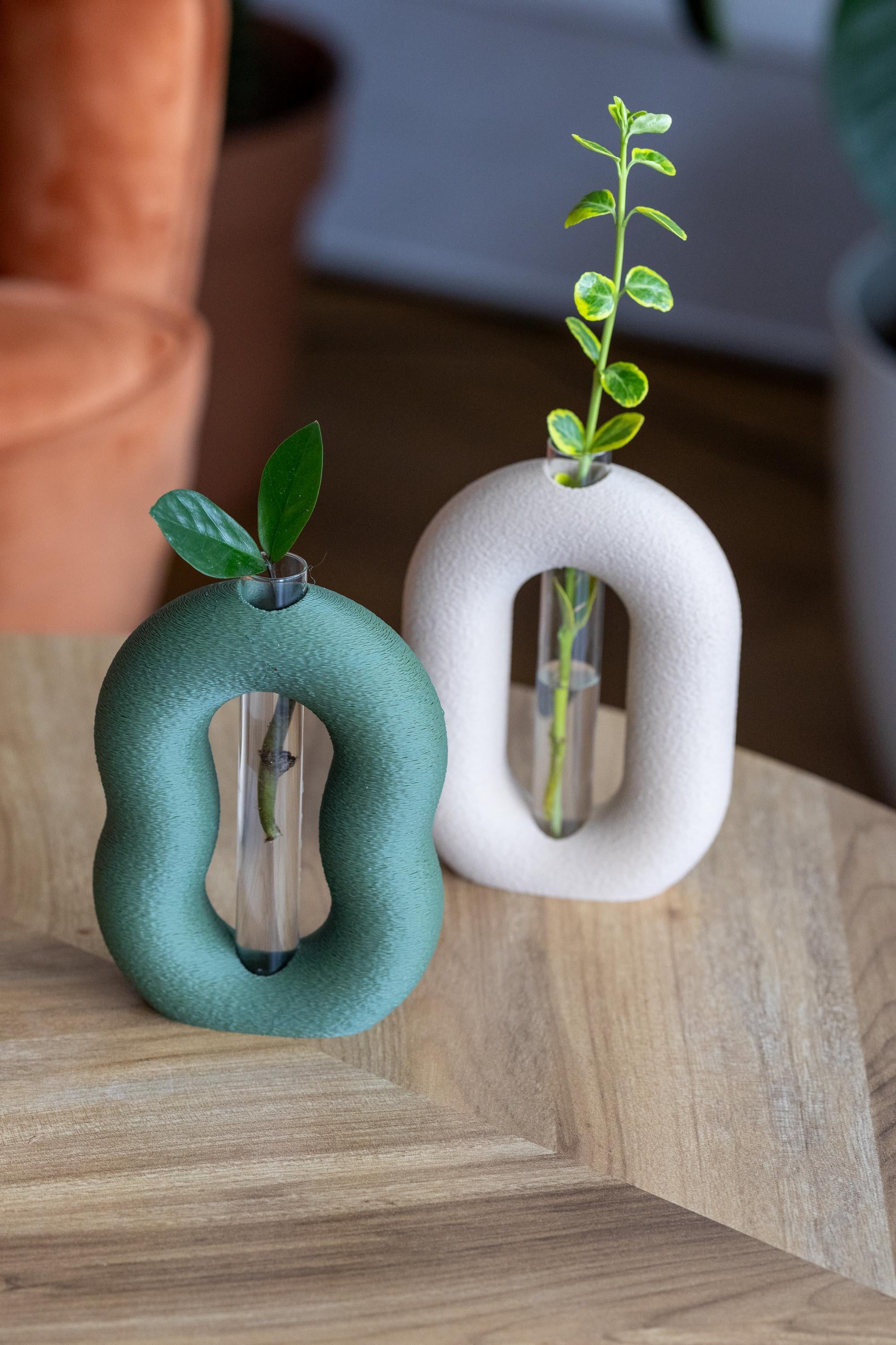 Minimalist Plant Propagation Station: 3D Printed Vase Set with Glass Tubes