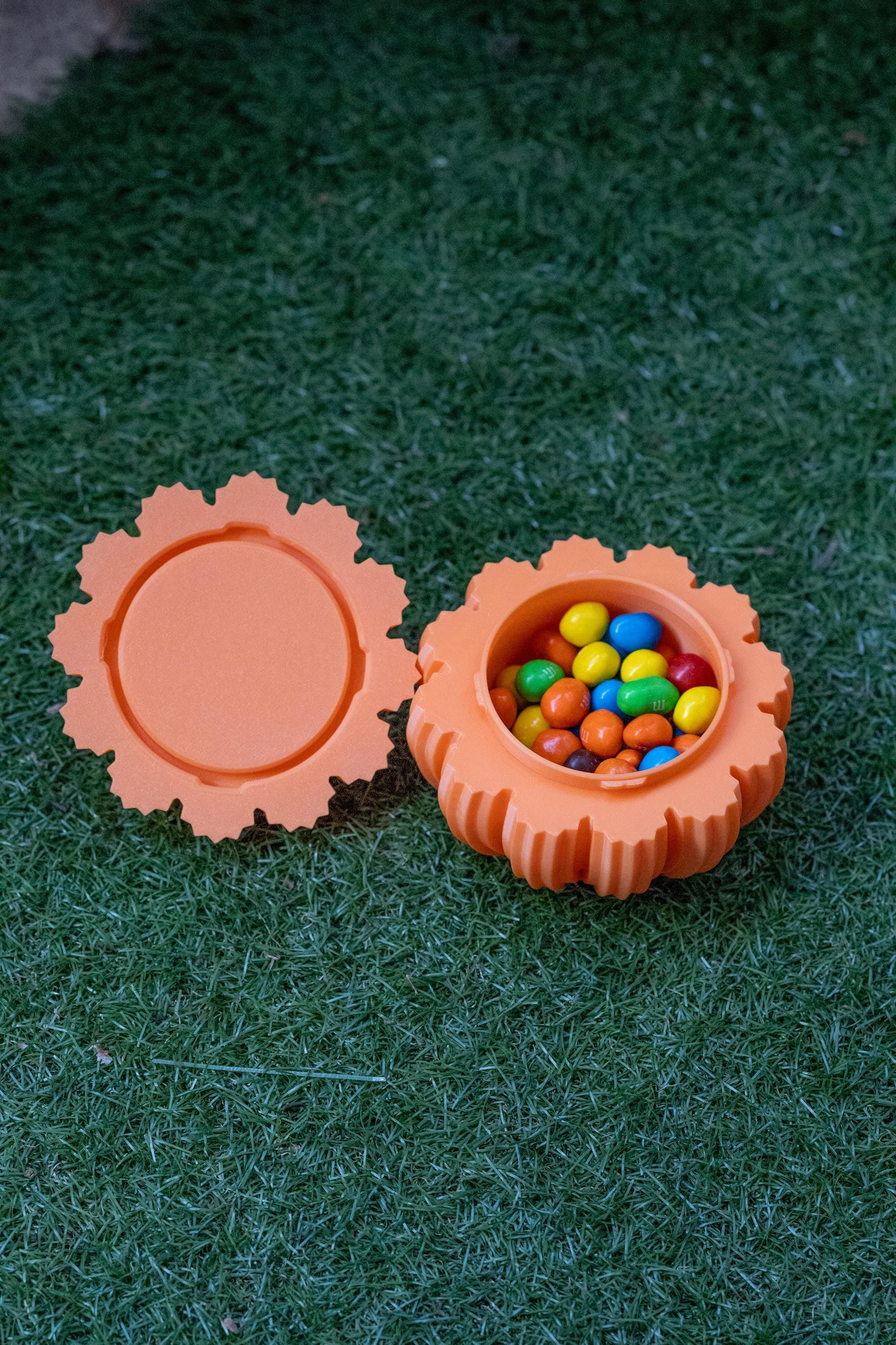 Pumpkin Candy Bowl with Lid 3D Printed I Halloween Sweet Jar I Modern Orange Pumpkin Decor I Halloween Treat Box I Autumn Table Decoration