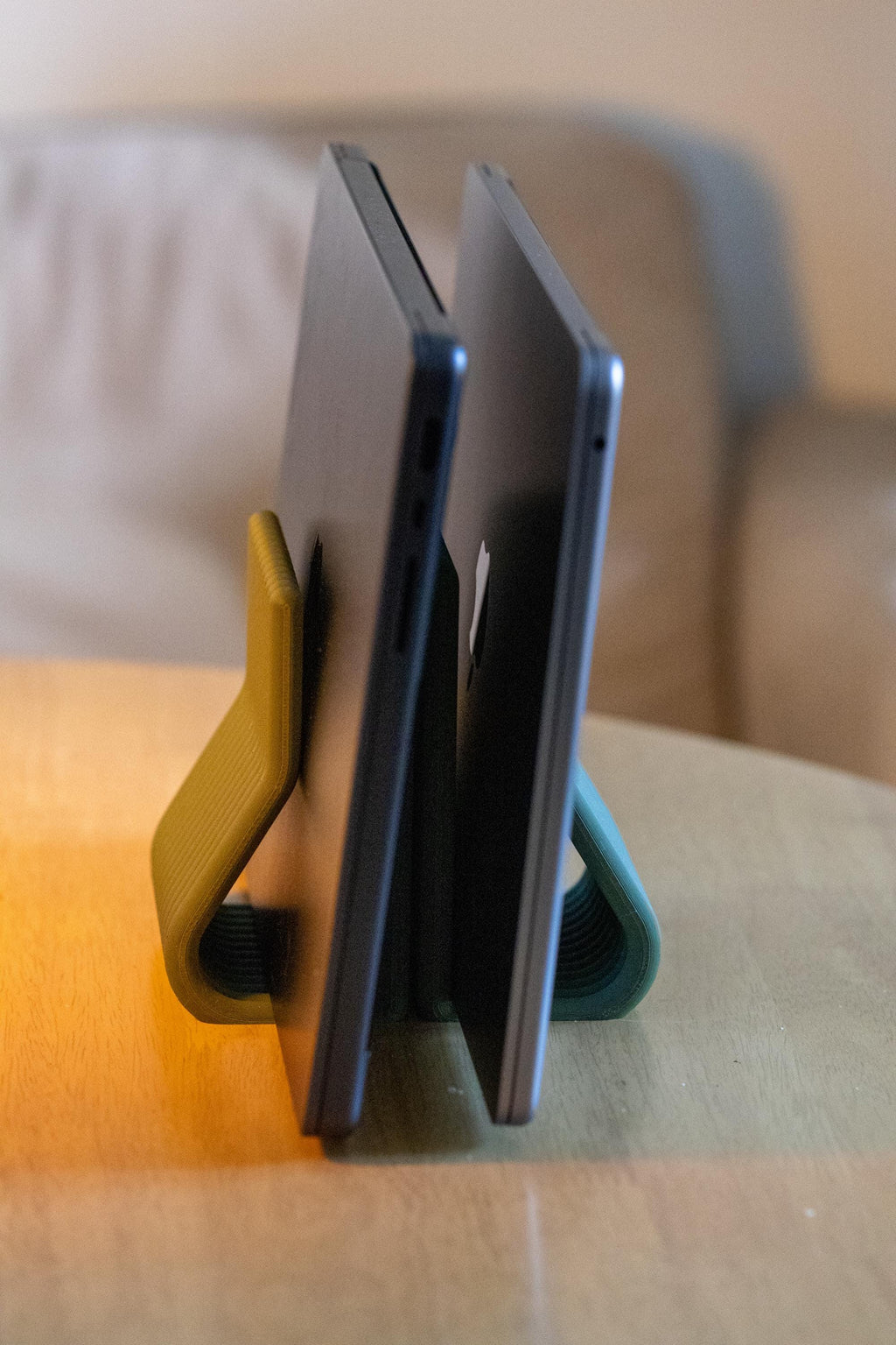 Double Vertical Laptop Stand: Minimalist MacBook Desk Organizer 3D Printed