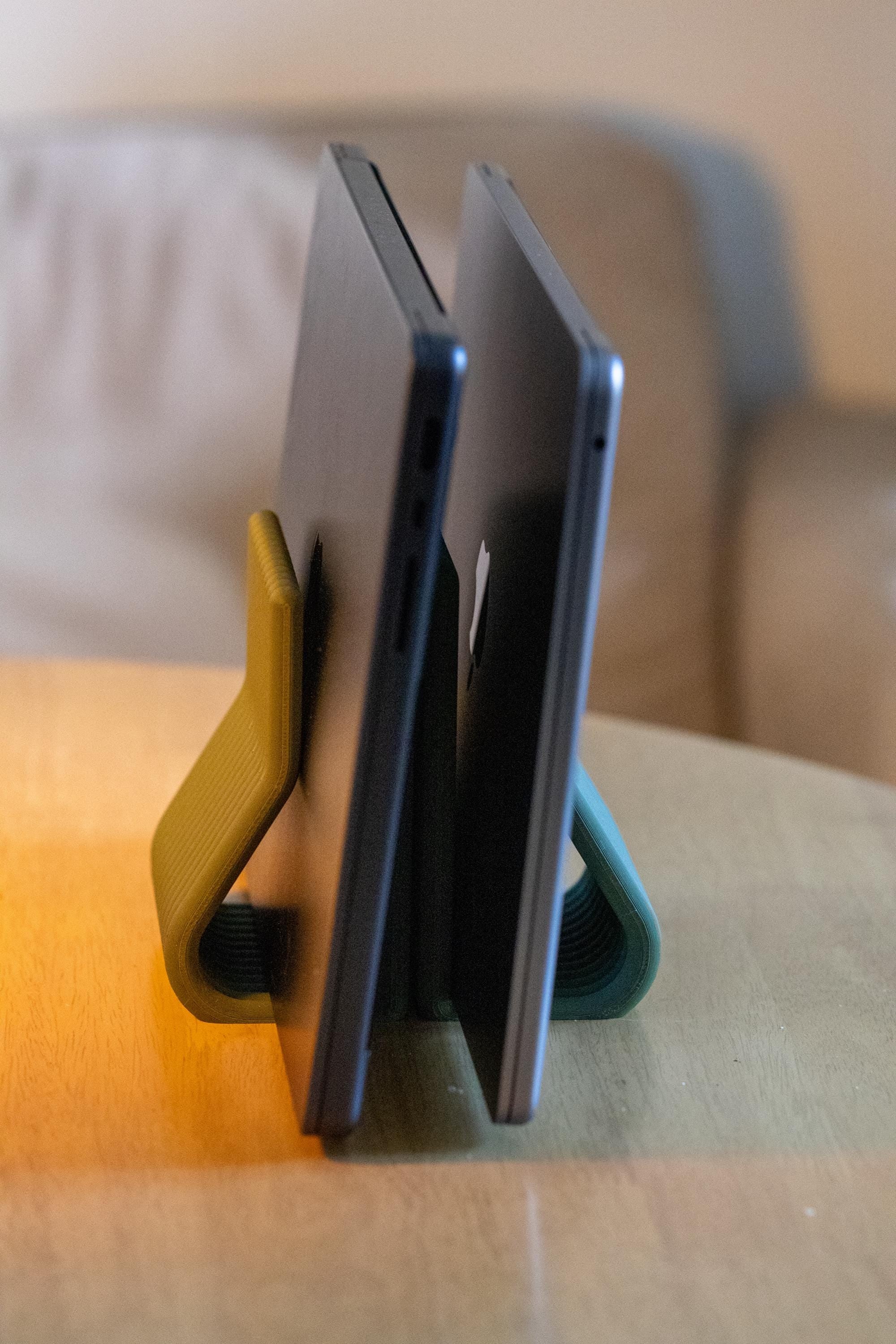 Double Vertical Laptop Stand: Minimalist MacBook Desk Organizer 3D Printed