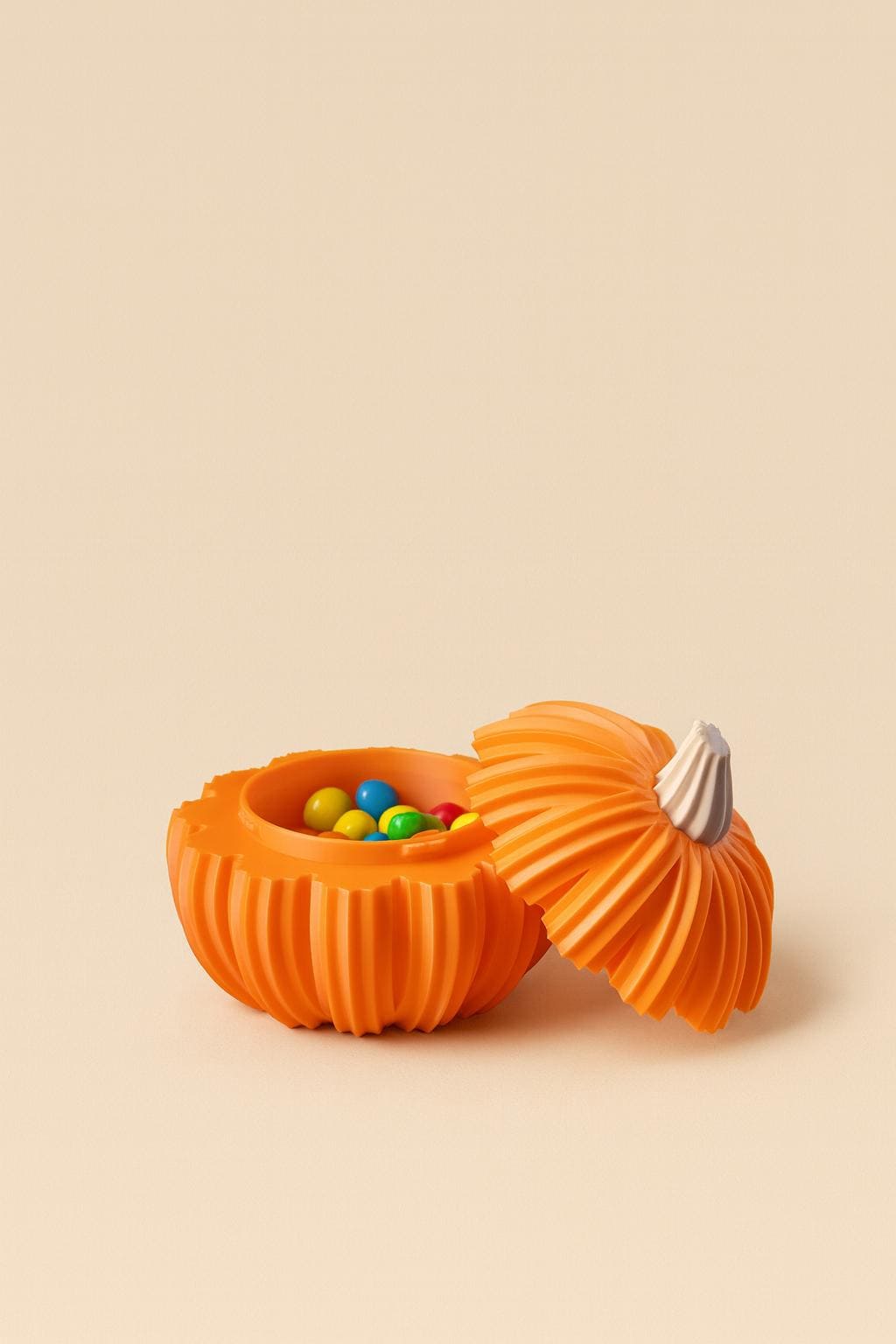 Pumpkin Candy Bowl with Lid 3D Printed I Halloween Sweet Jar I Modern Orange Pumpkin Decor I Halloween Treat Box I Autumn Table Decoration