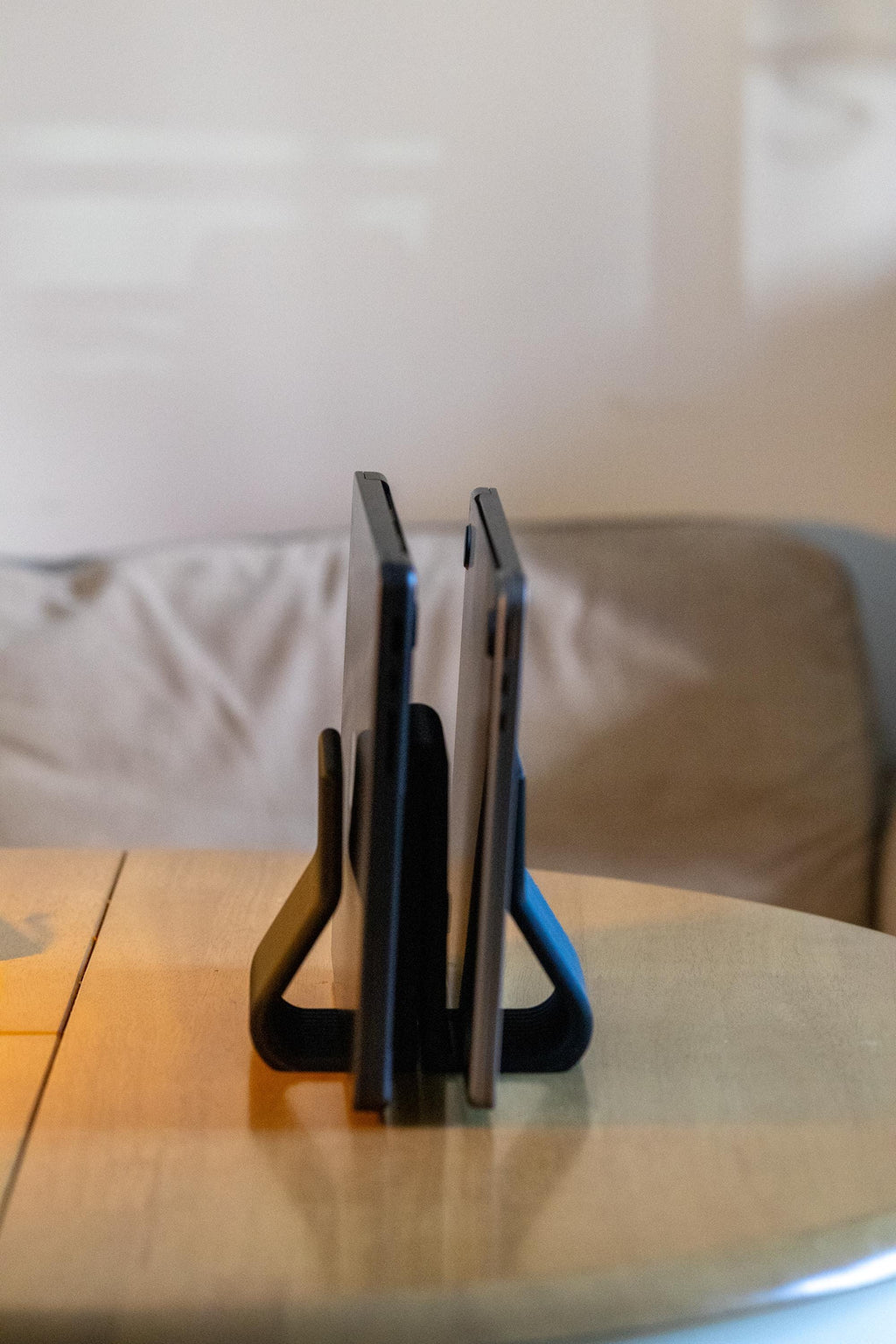 Double Vertical Laptop Stand: Minimalist MacBook Desk Organizer 3D Printed