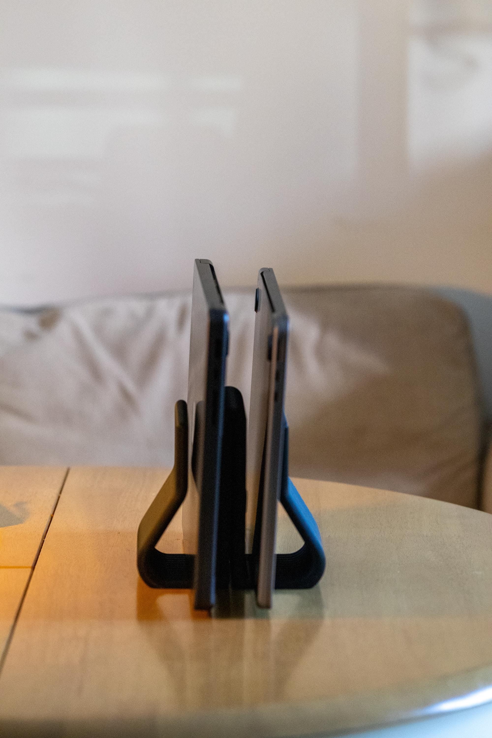 Double Vertical Laptop Stand: Minimalist MacBook Desk Organizer 3D Printed